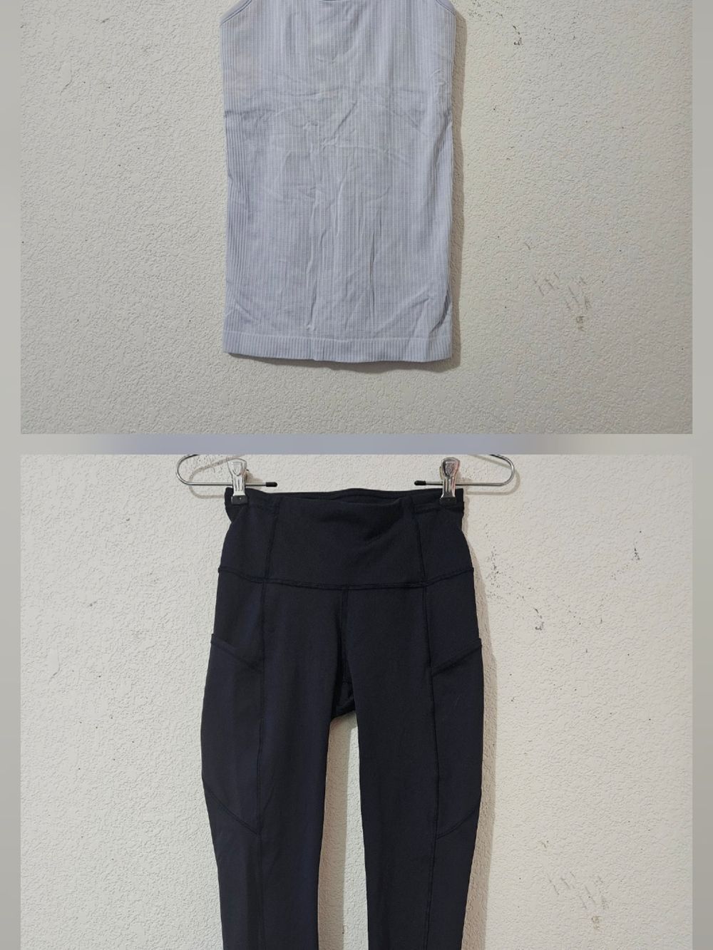 lululemon athletica Midnight High-Rise Leggings & Light Blue Tank Top